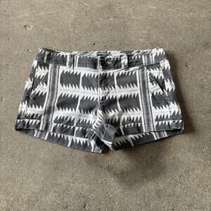 American Eagle Shorts Womens 2 Black White Midi Stretch Chino Summer Casual